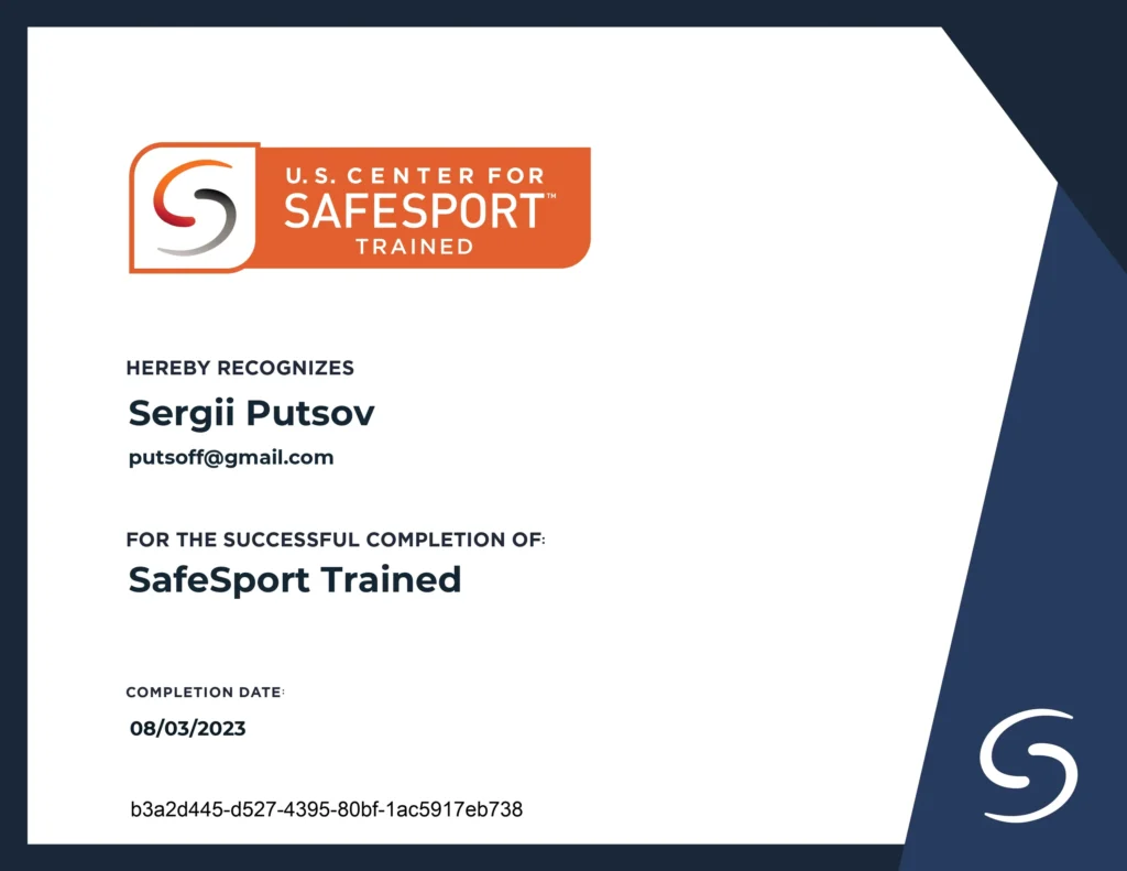 SafeSport Certificate Putsov