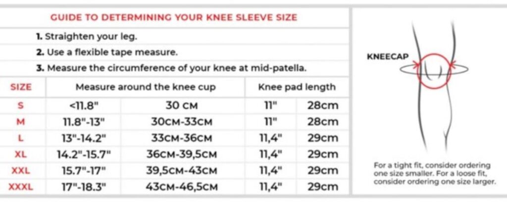 Knee Sleeve Measurement Chart